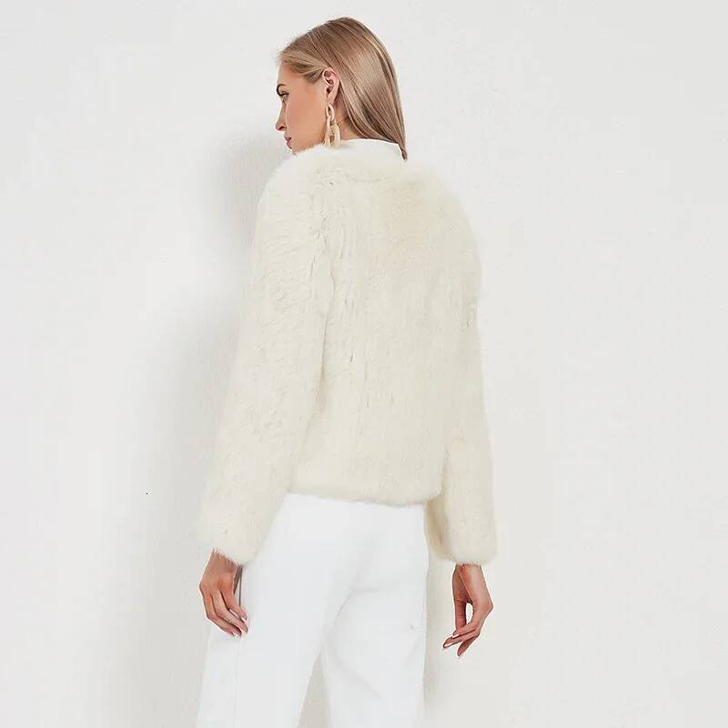 Aorice Women Real Rabbit Fur Coat Jacket New Female Knitted Casual Coats Jackets Parka CT125