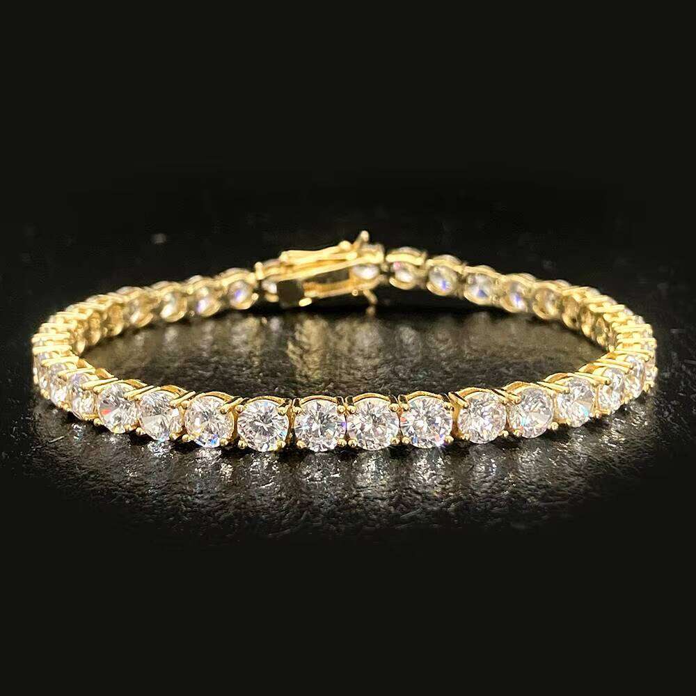 Gold S Sterling Sier Custom Moissanite Lab Grown Tennis Hand Bracelet for Women Men