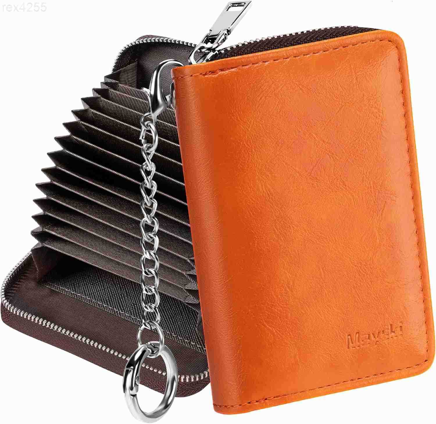 Credit Card Holder Zipper Credit Card Wallet for Women Small Accordion Card Cases Holder KeyChain Wallet Business Card Cases BlackW250911