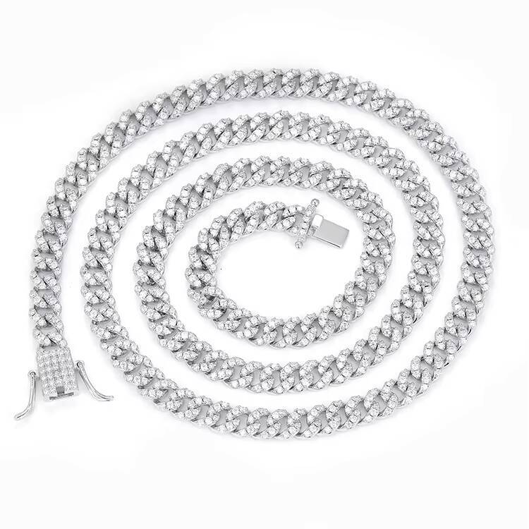 6mm Single Row VVS GRA Moissanite Diamond Gold Plated Silver Cuban Link Chain for Man/women Hip Hop Necklace