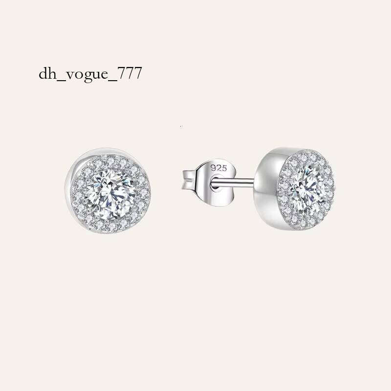 YH Jewellery S Sterling Sier with Dia Halo Center Stone Fine Jewelry Elegant Earring Post Earrings