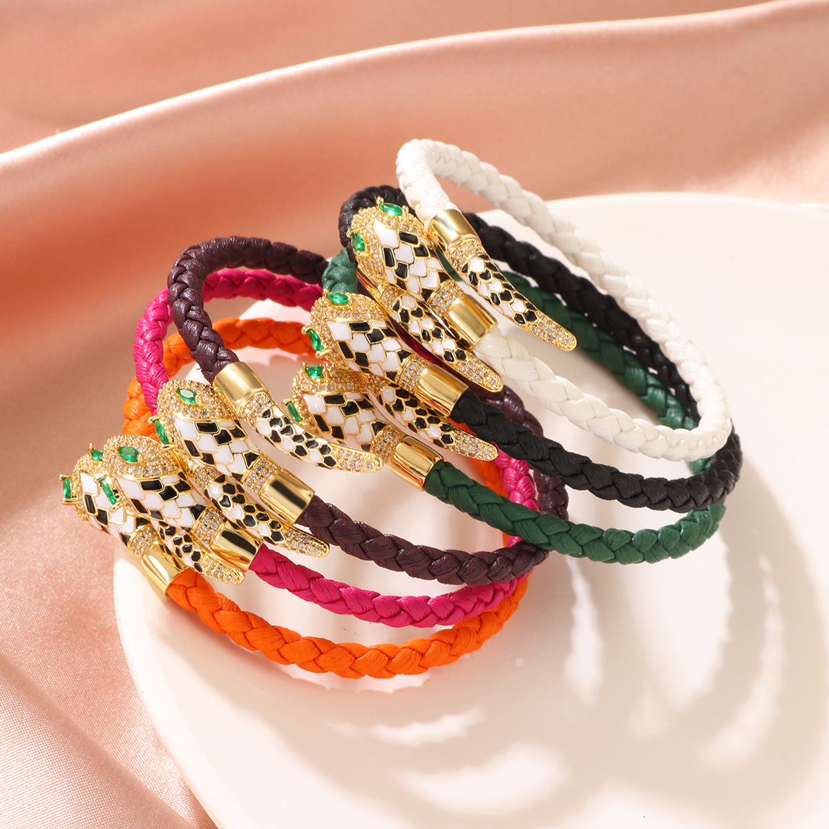 Luxury Brand Designer Jewelry European And American Hot-Selling New Product Bracelet Woven Open Bracelet Fashion Exquisite Snake-Shaped Retro Rhinesto