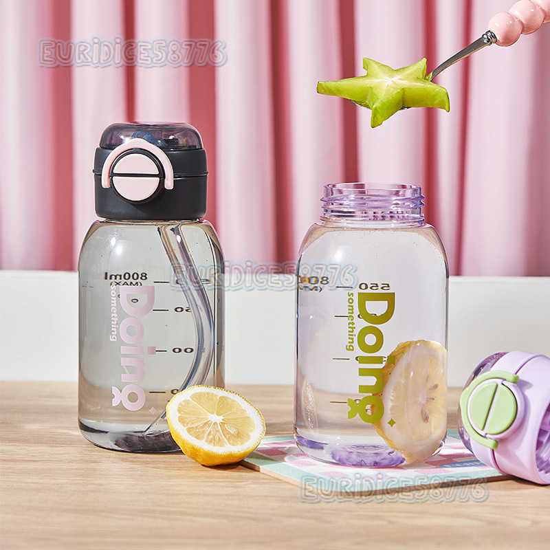 New Large Capacity Double Drinking Straw Cup Summer Men and Women Simple Plastic Cup Outdoor Portable Sports Water Bottle H250911