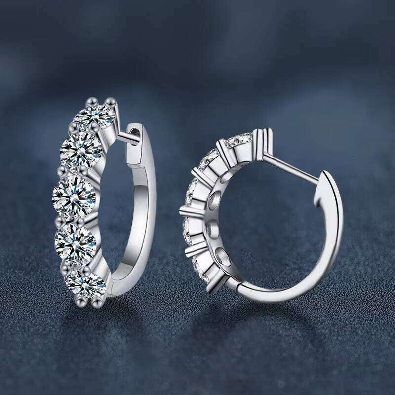 Moissanite Earrings Elegant Cross-Border Jewelry for Hot Sale Fashionable Pure Sier Ear Studs