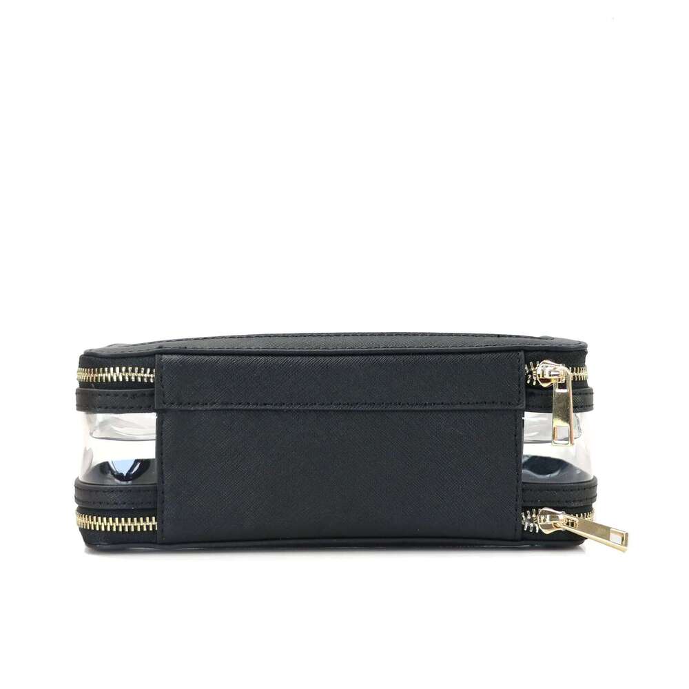 Custom Letters Saffiano Leather Cosmetic Bag, Portable Capacity, Waterproof, Travel Multi-function, Double Layer Storage Bag