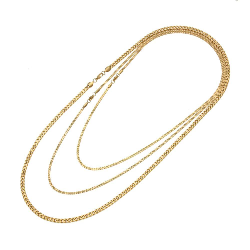 High Quality Stainless Steel Cuban Link Chain 22K Gold Plated Miami Chain Rappers Man Women Necklace