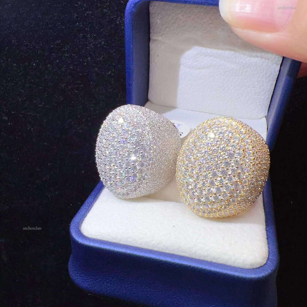 Ready to Ship Sterling Sier Custom Dia Hip Hop Iced Out VVS Moissanite Mens Ring