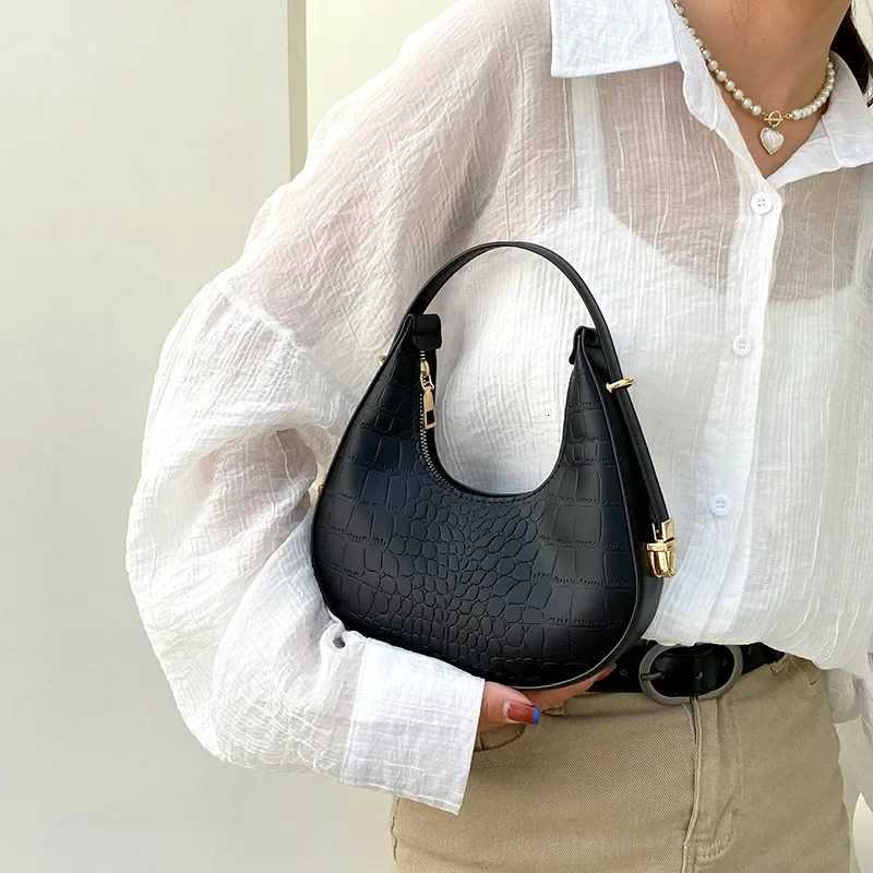 Fashion Alligator Pattern Shoulder Bags for Women Small Handle Underarm Bag Clutch Luxury Pu Leather Female Handbag with Purse W250911