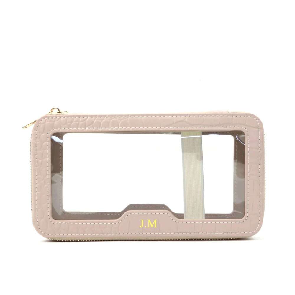 Customizable Name Leather Travel Cosmetic Fashion Waterproof TPU Toiletry New Makeup Storage Organizer Clear Wash Bag