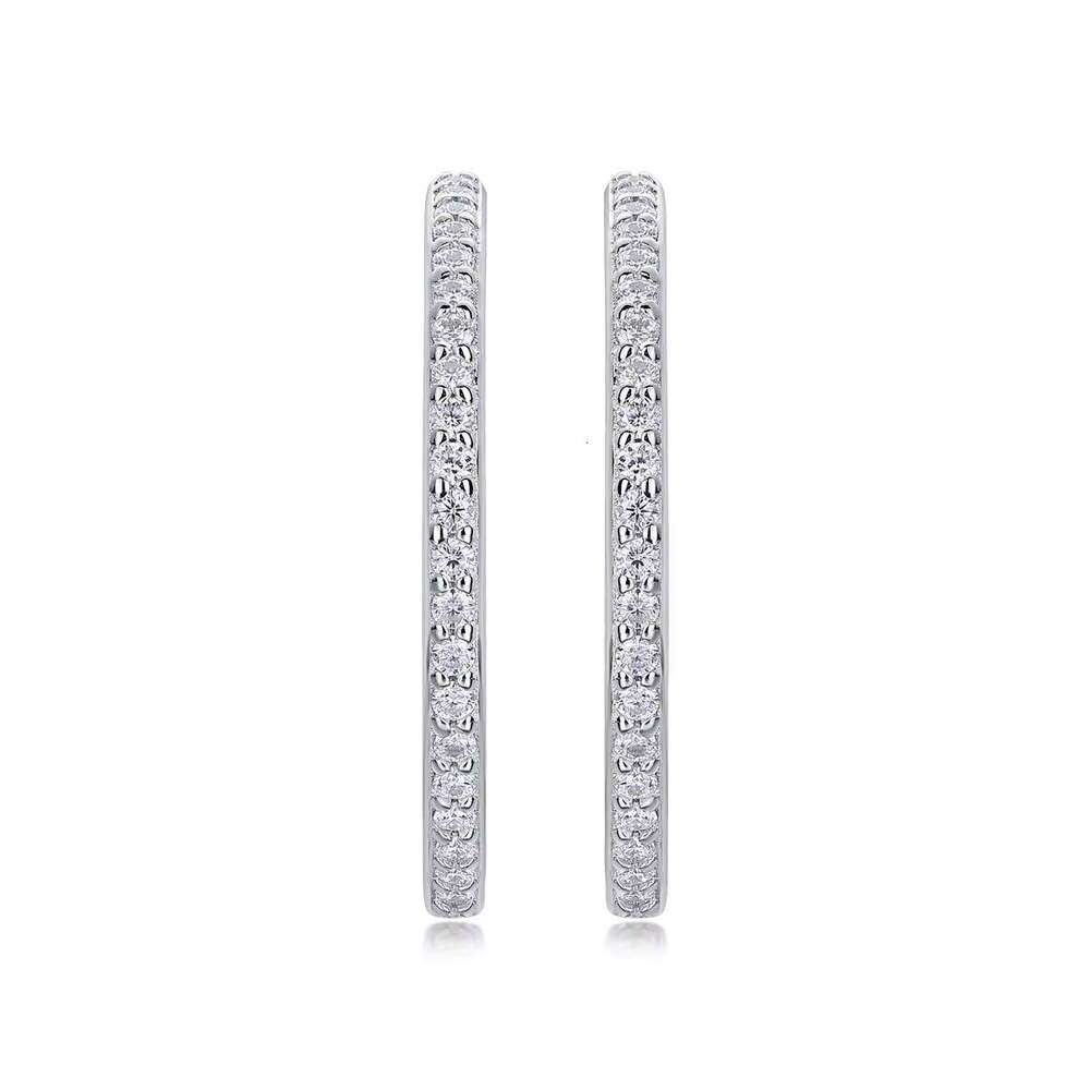 Pass Dia Tester Women 2.0MM Gemstone VVS Big 20mm Sterling Sier Moissanite Hoop Earrings