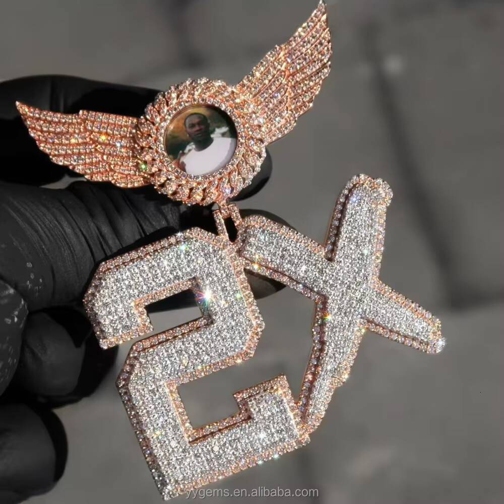 Yu Ying Custom 18K Gold Plated Hip Hop Jewelry VVS Moissanite Diamond Number Pendant for Rapper Necklace Fashion Pendants Charms