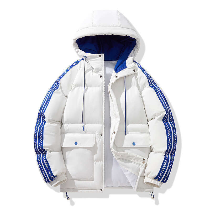New Couple Autumn Winter Clothing Men's Hooded Color Block Stylish Warm Puffer Jacket Men