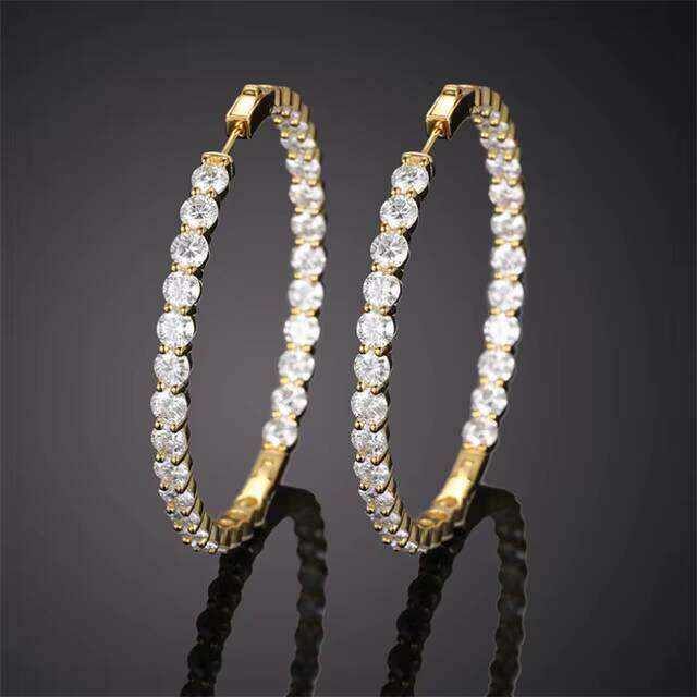 Big Hoop Women Sterling Sier Rose Gold 0.5ct Large Circle Moissanite Dia Earrings for Girl Men