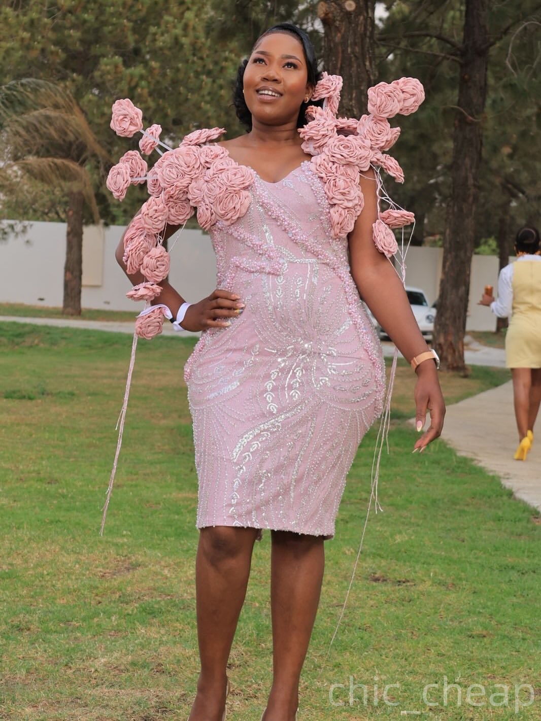 Pink Sheath Prom Dresses 2025 Flowers Beaded Sequined Sweetheart Evening Formal Party Second Birthday Engagement Gowns Plus Size Dress For Special Occ