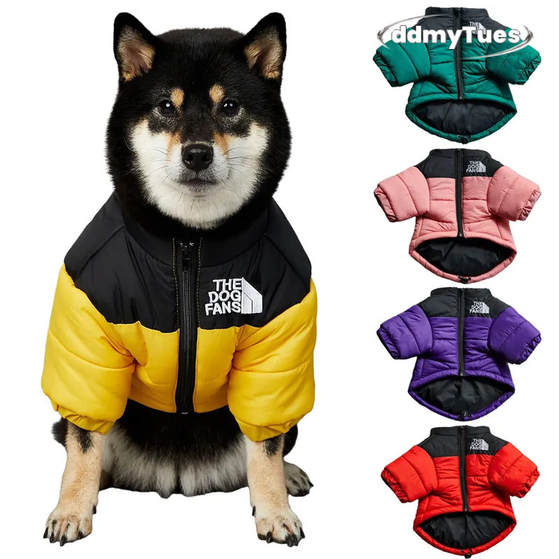Winter Coat Jacket, 'THE DOG FANS' Embroidery Pattern Dog with Zipper, Waterproof Windproof Warm Coat, Cold Weather Clothes for Small to Lar