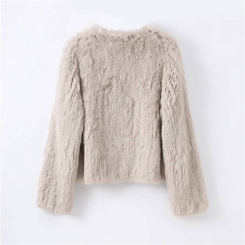 Aorice Women Real Rabbit Fur Coat Jacket New Female Knitted Casual Coats Jackets Parka CT125