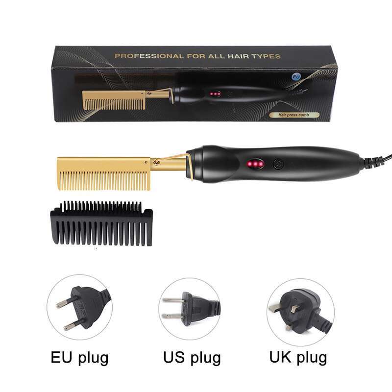 2 In1 Hot Hair Electric Fast Heating Portable Travel Anti-Scald Beard Straightener Press Comb