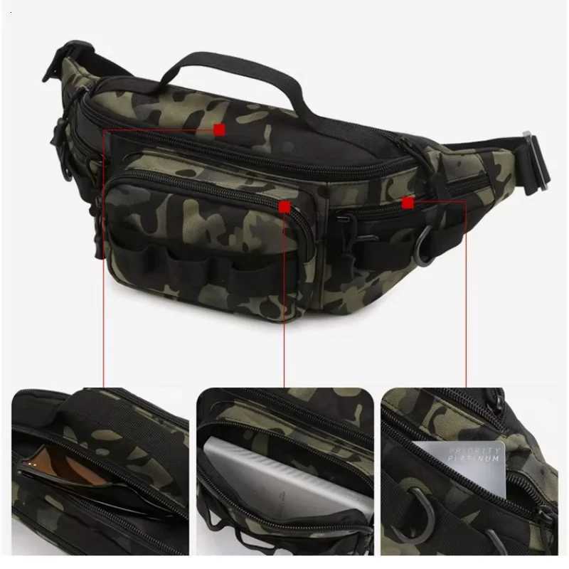 Men Waist Bag Fishing Storage Bag Travel Lightweight Antitheft Waist Pack Fishing Storage Bag Phone Pouch Hunting Camping Bag Z250911