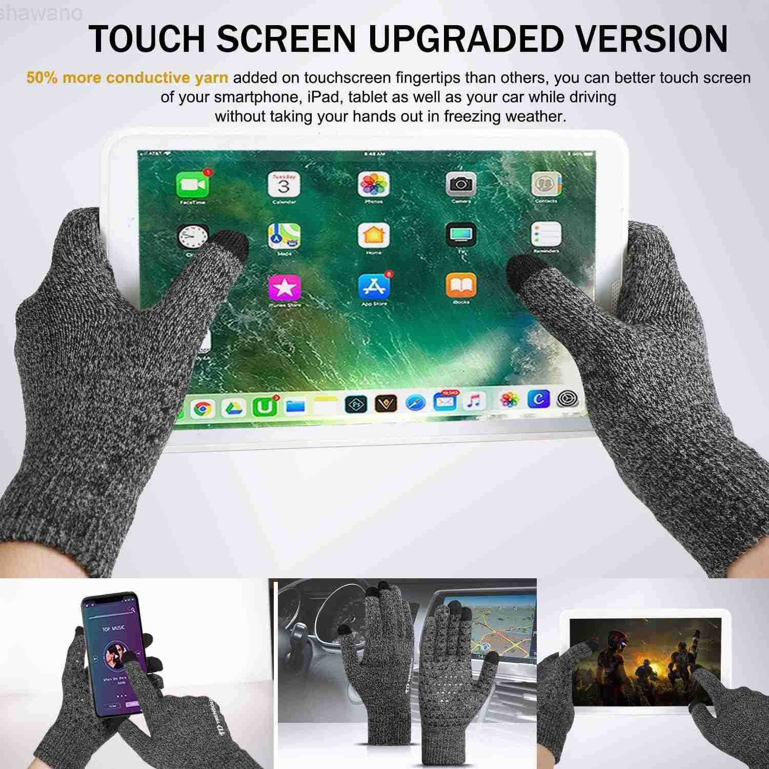 Winter Gloves for Men Women Upgraded Touch Screen Cold Weather Thermal Warm Knit Glove for Running Driving HikingW250911