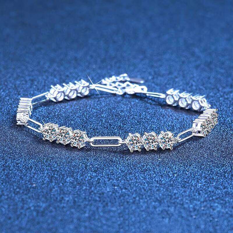 Direct Sale Full 4mm Tennis 5.4CTW Fashion Gemstone Sparkling Moissanite Bracelet for Women