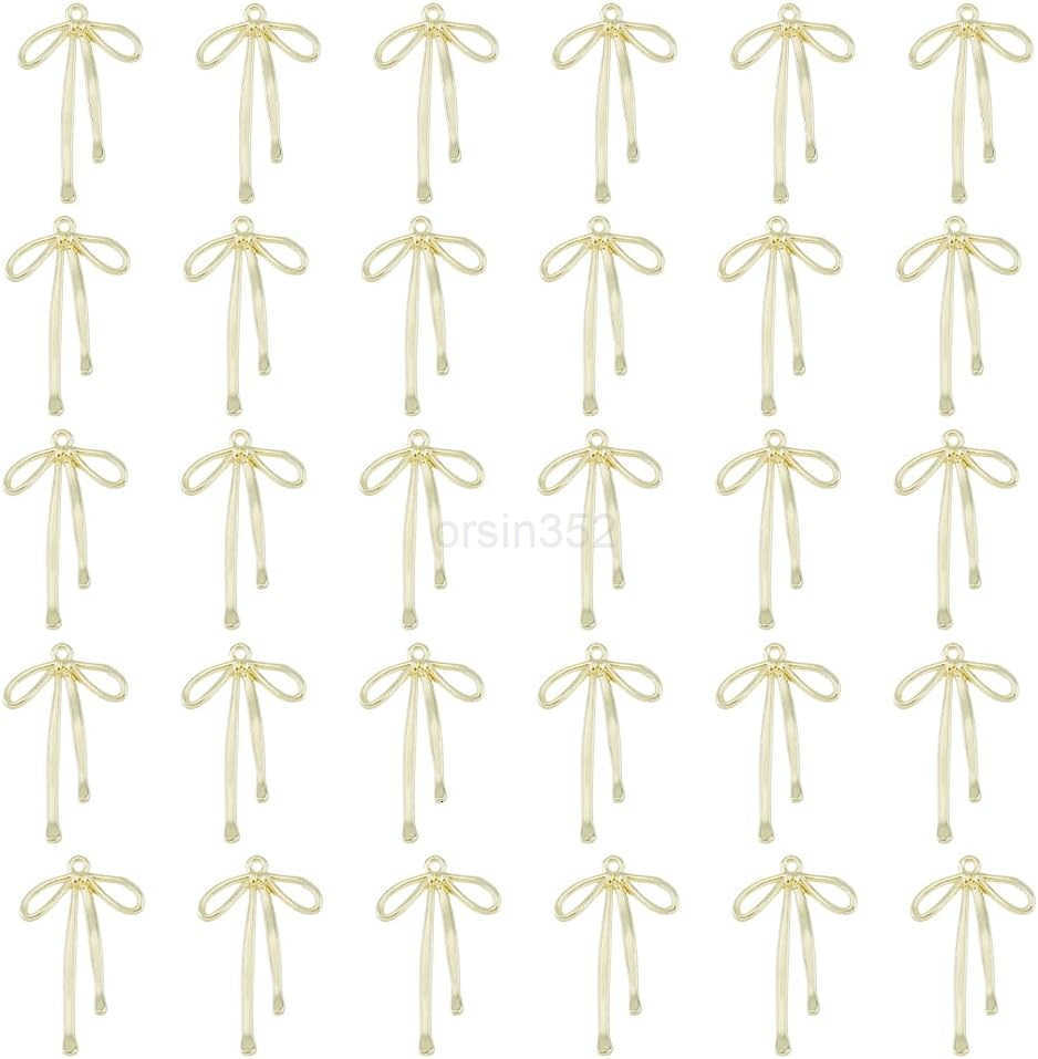 Charms Alloy Bow Tie Charms Hollow Pendant Bow Earring Charms Bow Link Dangle Pendants with a Hole for DIY Jewellery Making CraW250911