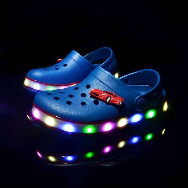 Summer Children Hole LED Lighted Flashing Light Shoes Boys Girls Beach Sandals Kids Breathable Fashion Sneakers