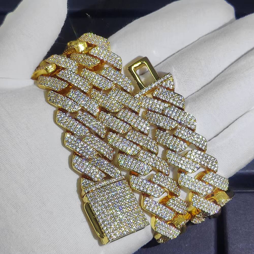 NUOYA Wholesale 20mm Gold Chunky Diamond Cuban Chain Necklace Iced CZ Prong Cuban Link Fine Hip Hop Jewelry Women Party Gifts