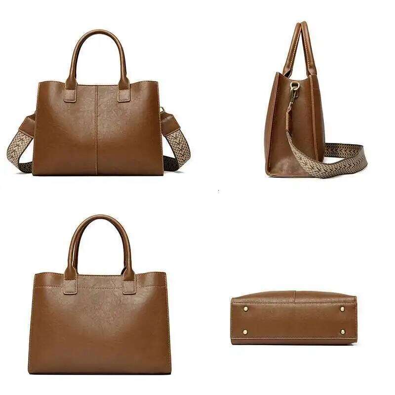 2025 High Quality Soft Leather Women's Handbag Tote Bolsas Designer Female Shoulder Bag Retro Women Crossbody Top-handle Bags