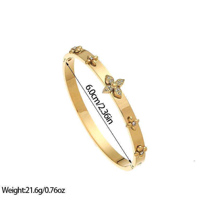 gold tone bracelet designer for women bracelet Four Leaf Clover Bracelet 18K Gold Plated Full Diamond Luxury Jewelry Bracelet Niche Design Four Leaf F