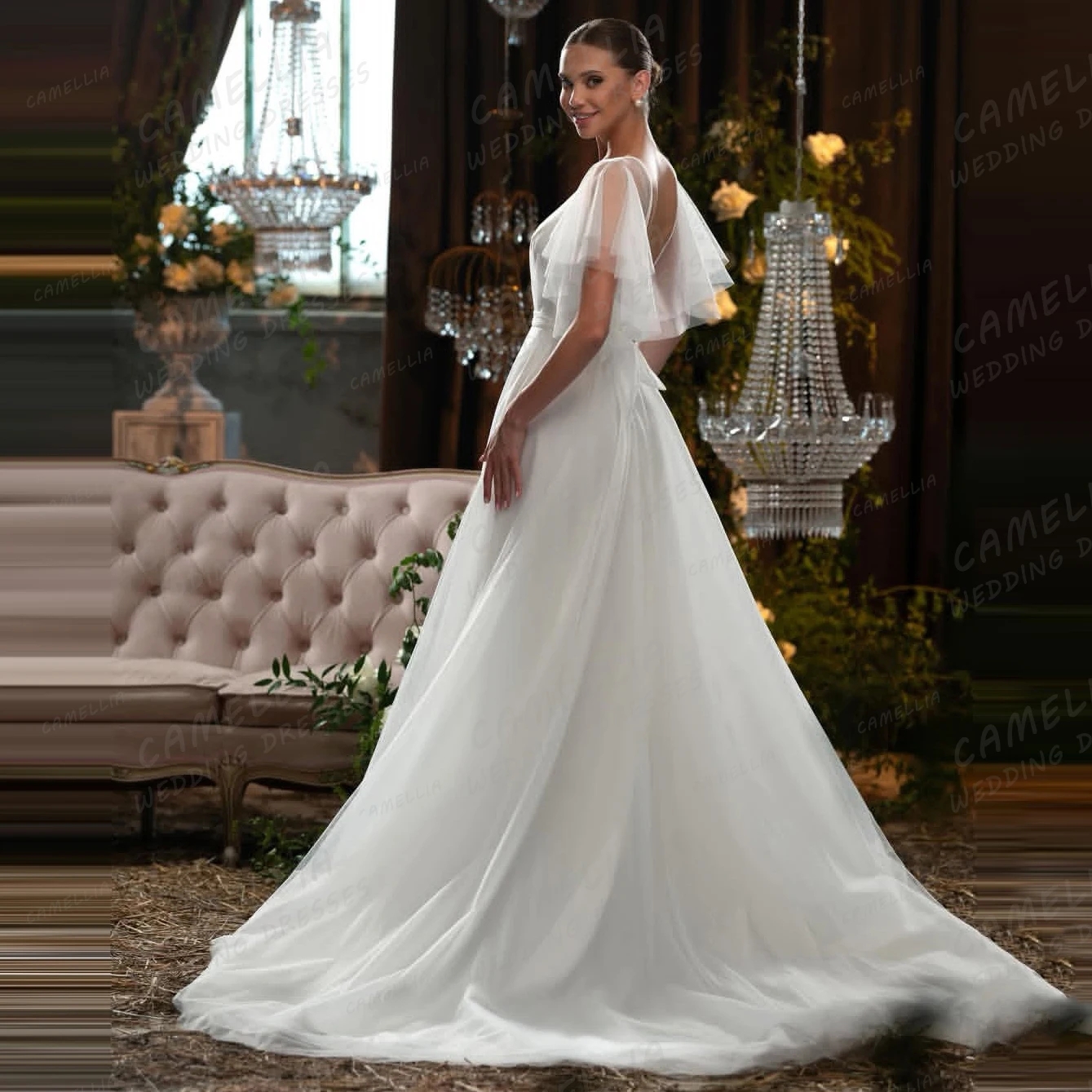2025 Simple Wedding Dresses Women's A Line Tulle Sweetheart Sleeveless Backless Bridal Bride Gowns Princess Vestidos De Novia