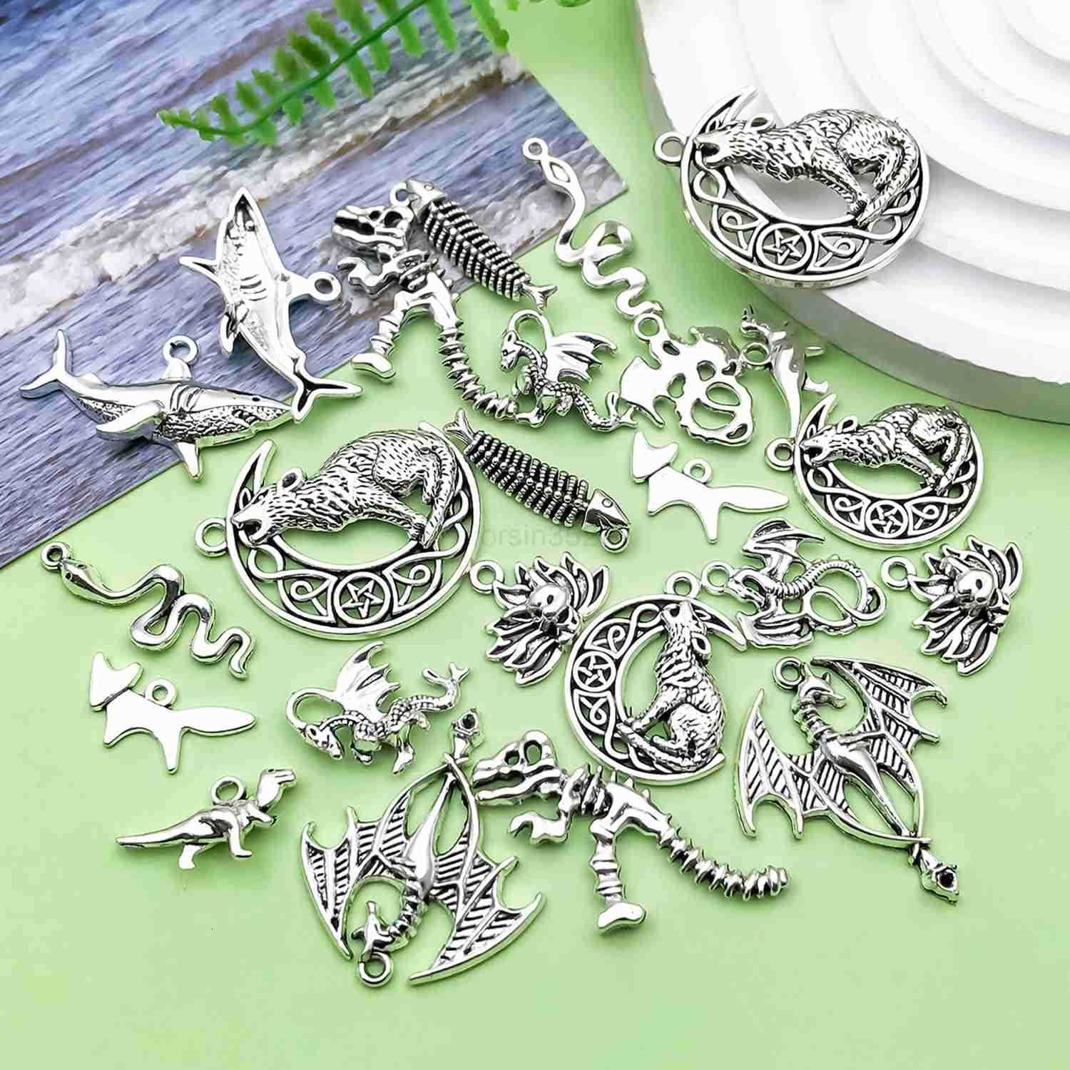 48pcs antique silver novel animal set Pendant Jewelry Making DIY Keychain Earrings Pendant Various Design Charms for Jewelry Making s Necklace SNW2509