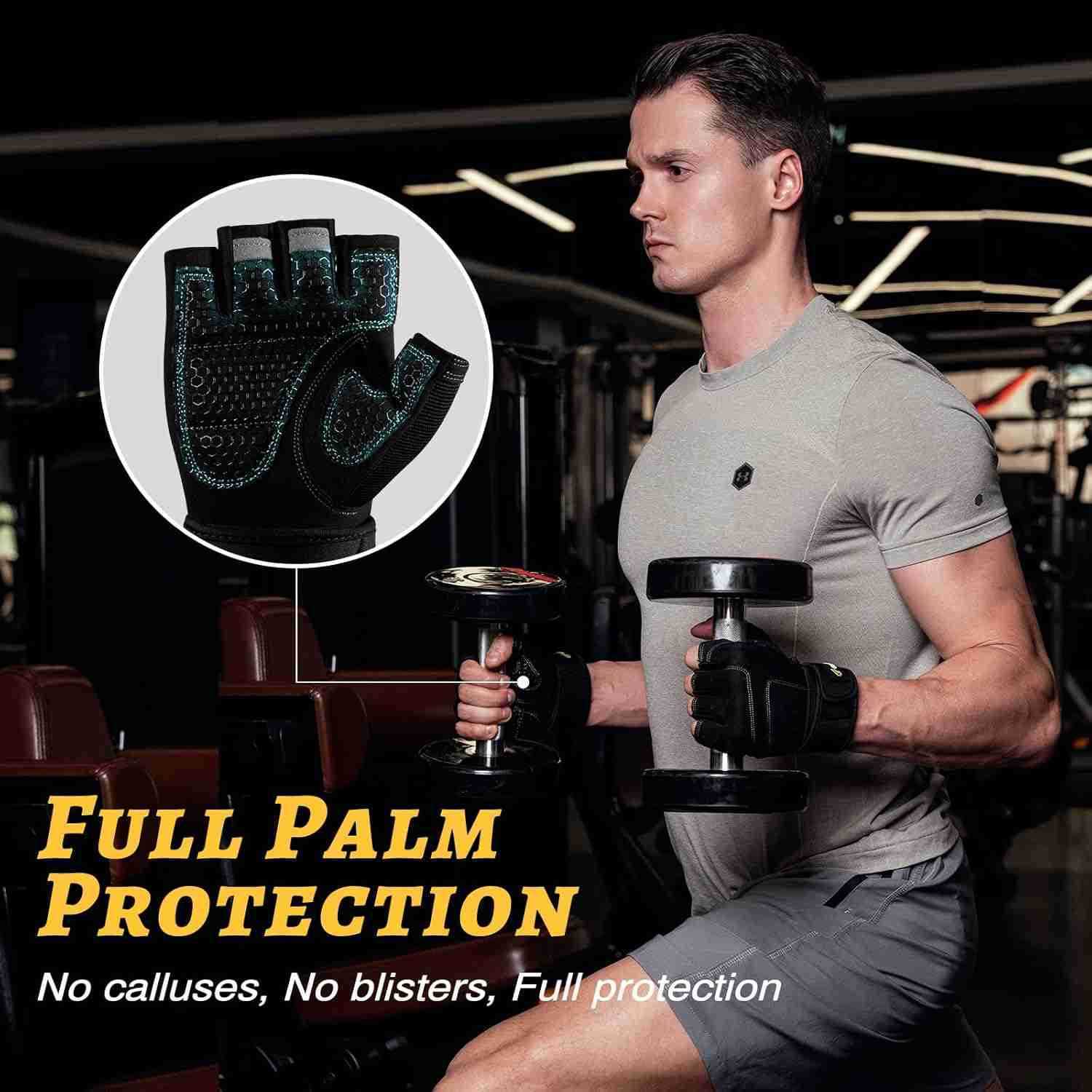 Workout Gloves with Wrist Wrap Support for Women Men Weight Lifting Gloves Fingerless Gym Gloves for Cycling Training PushupW250911