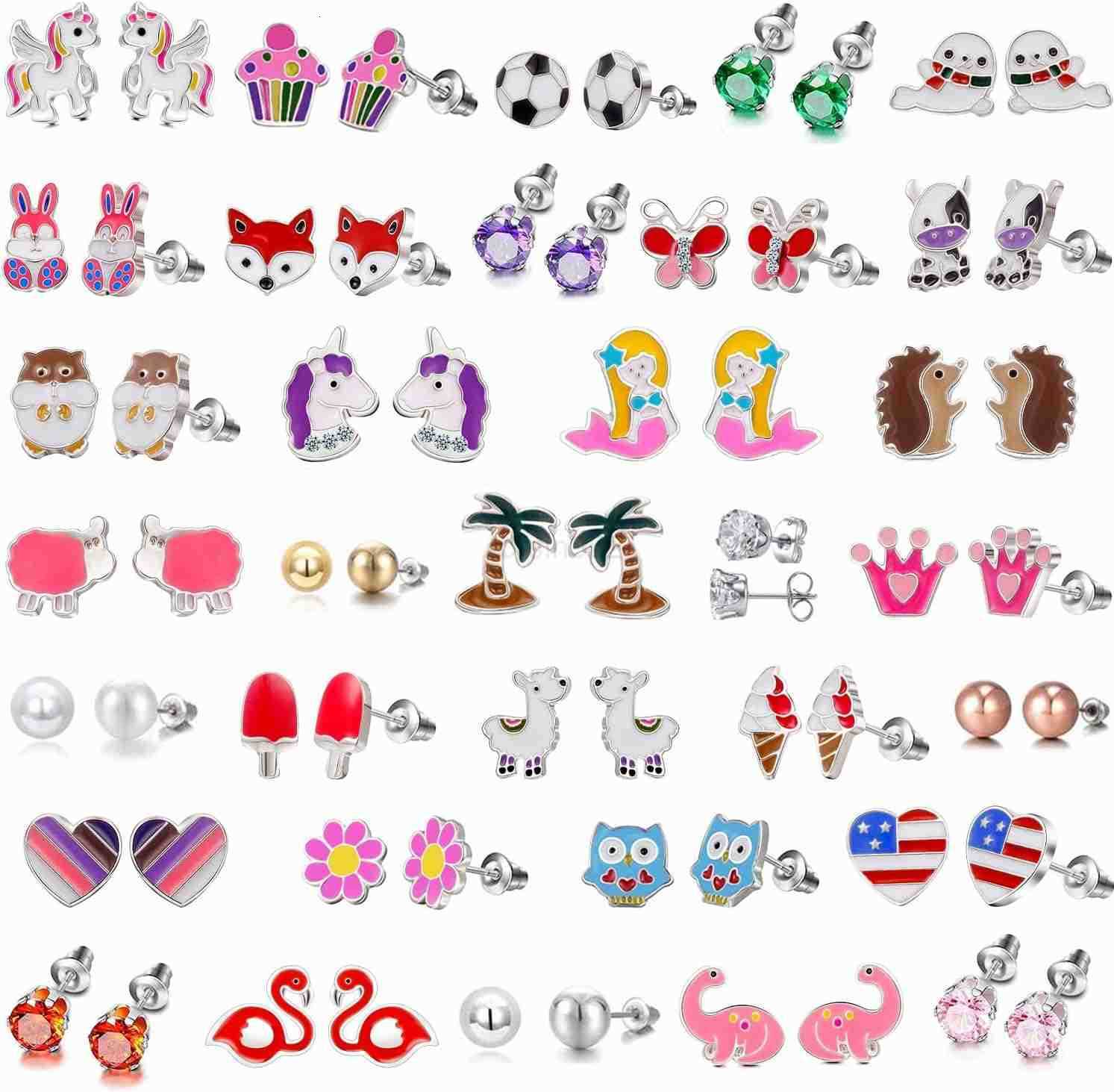 Delights Hypoallergenic 33Piece Earrings for Girls Cute Animal Earrings for Teens Birthday GiftsW250911