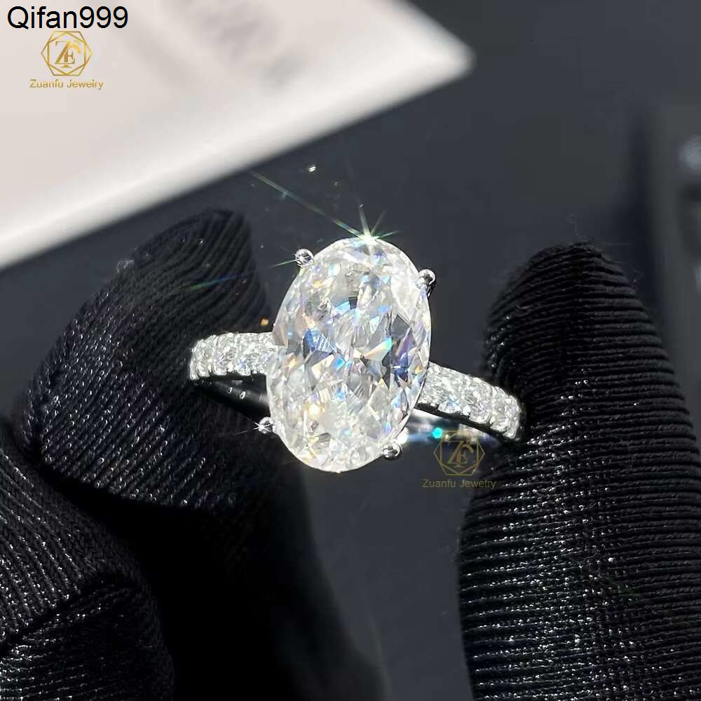 Hot Sale Real Gold 9K 14K 18K S925 Silver Women Engagement Wedding Rings Set 4ct Oval Cut Diamond Engagement Rings Moissanite