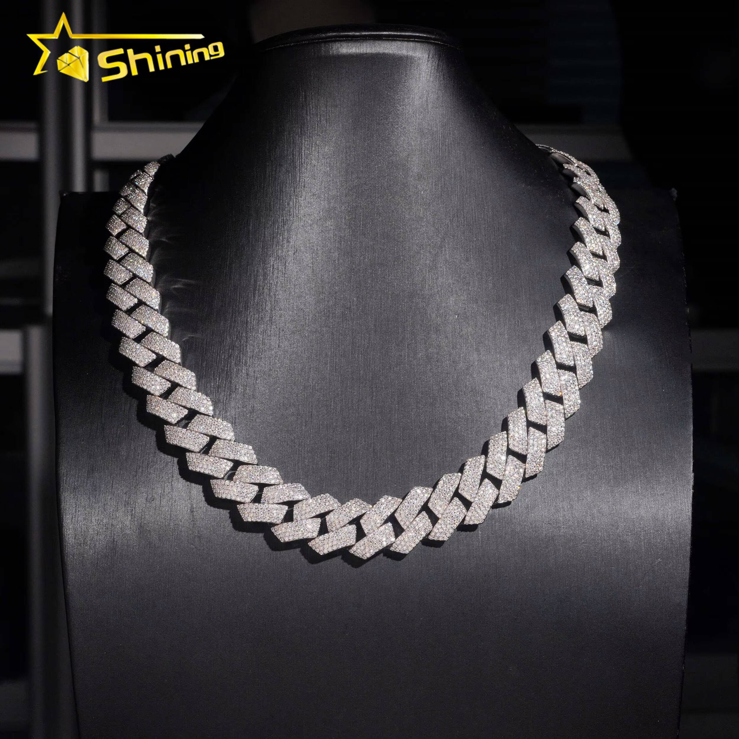 Hip Hop Jewelry 18mm 4 Rows Chain 925 Sterling Silver GRA Certificate Iced Out Necklace Moissanite Cuban Link Chain