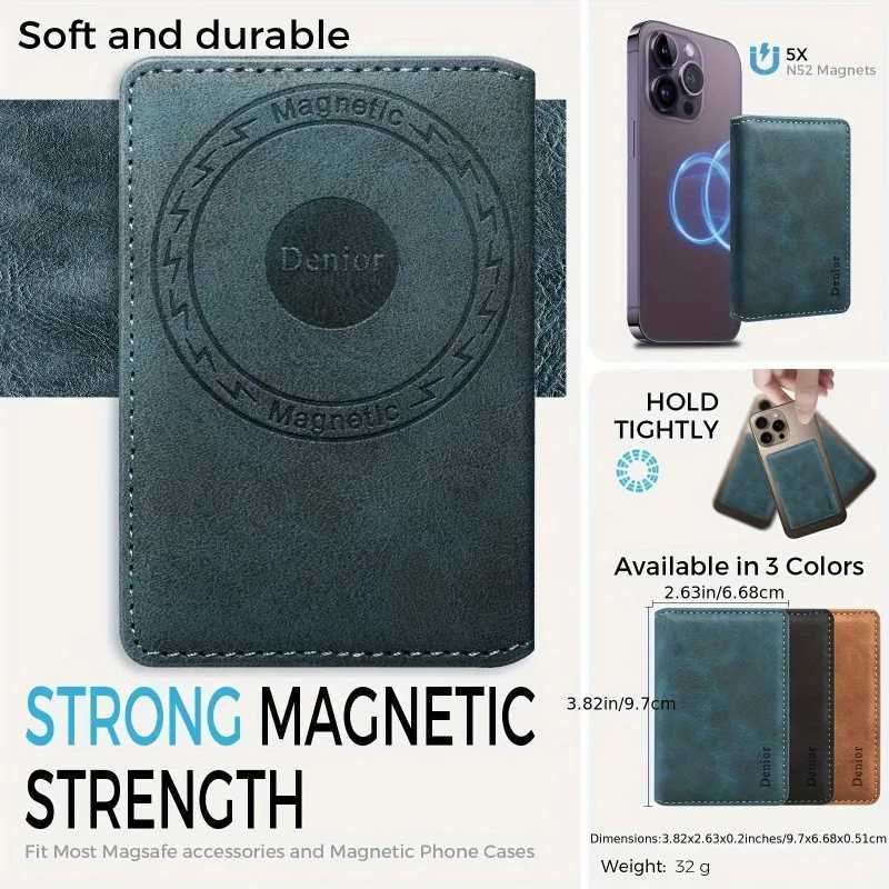 EUCAGR RFID Shielded Credit Card Wallet Magnetic Phone Case 3 Card Slots Faux Leather Secure ID Credit Card Storage MenS Gift W250911