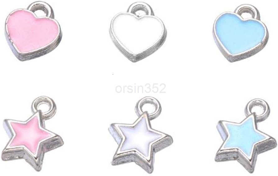 Mini Heart Star Enamel Pendant Dangle Charm Set 70pcs DIY Gift Accessories for Earring Chocker Making Wine Charms PinkW250911