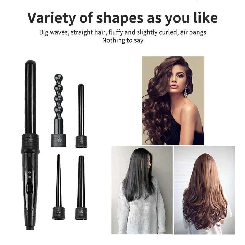 5 In 1 Professional Iron Waver Pear Flower Cone Electric Hair Curler Roller Curling Wand