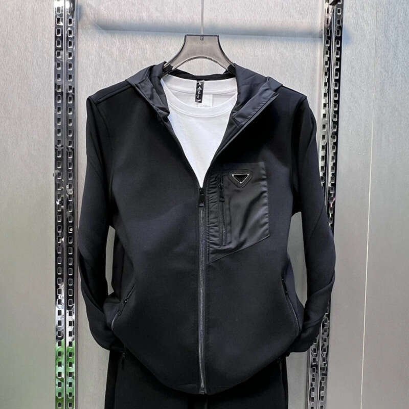 Autumn New Luxury Hooded Casual For Men Fashion Zipper Pocket Trendy Versatile Sweatshirt And Sweatpants Two-Piece Set