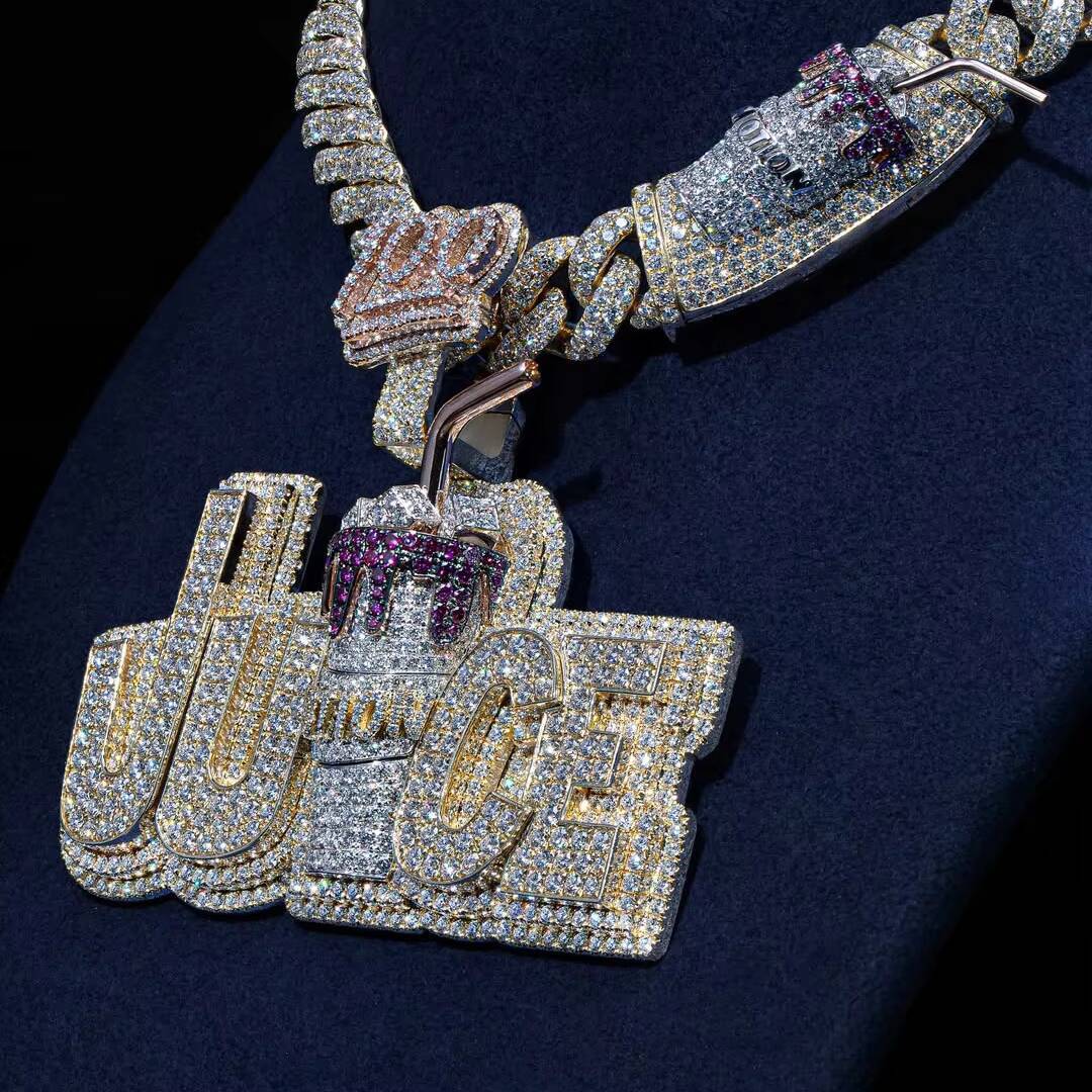 Yellow Gold Vvs Moissanite Diamond Hip Hop Custom Iced Out 925 Silver Name Chain Cuban Necklace