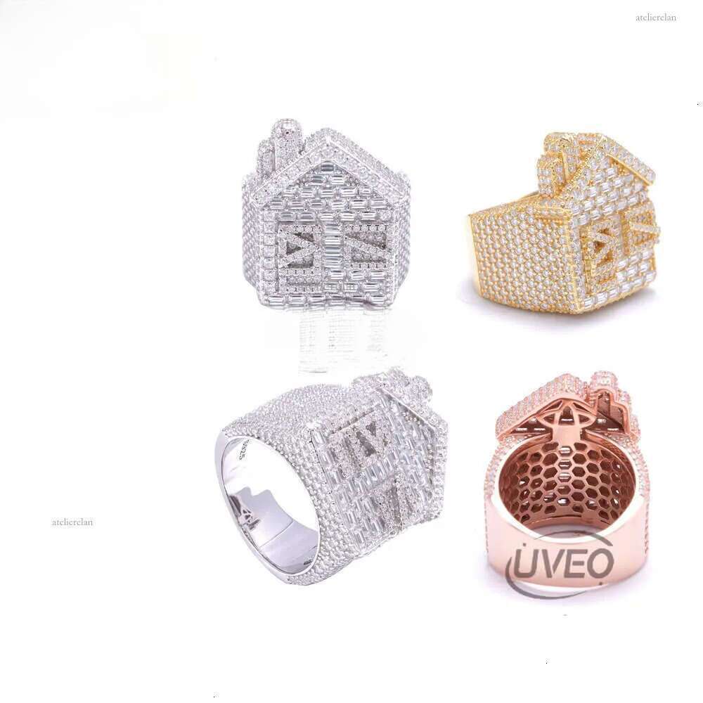 Gold Iced Out VVS Moissanite Ring Jewelry Hip Hop Pass Dia Tester Women Fashion Mens Couple