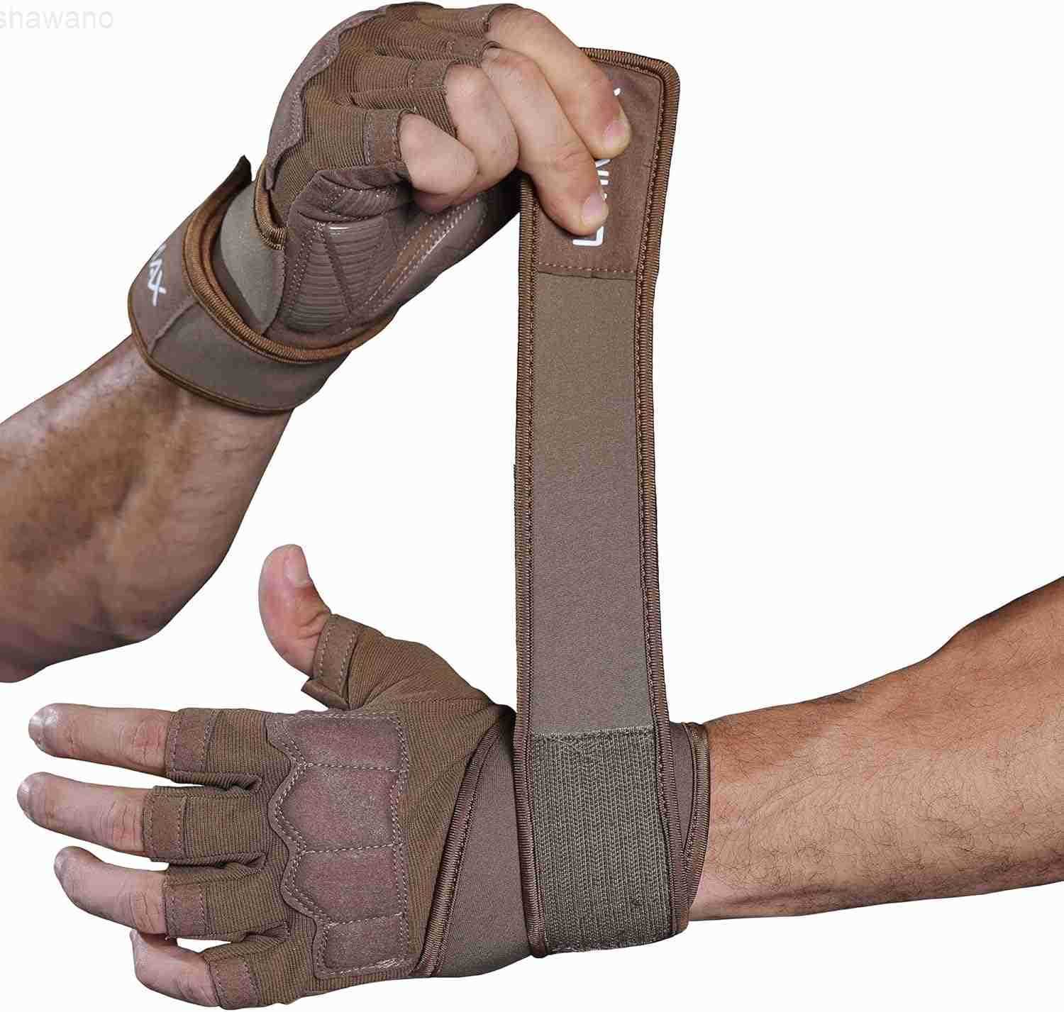 Workout Gloves for Men and Women Gym Weight Lifting Padded Gloves with Wrist Wrap Support Full Palm Protection Silicone Grip Cross Training Fitness Pu