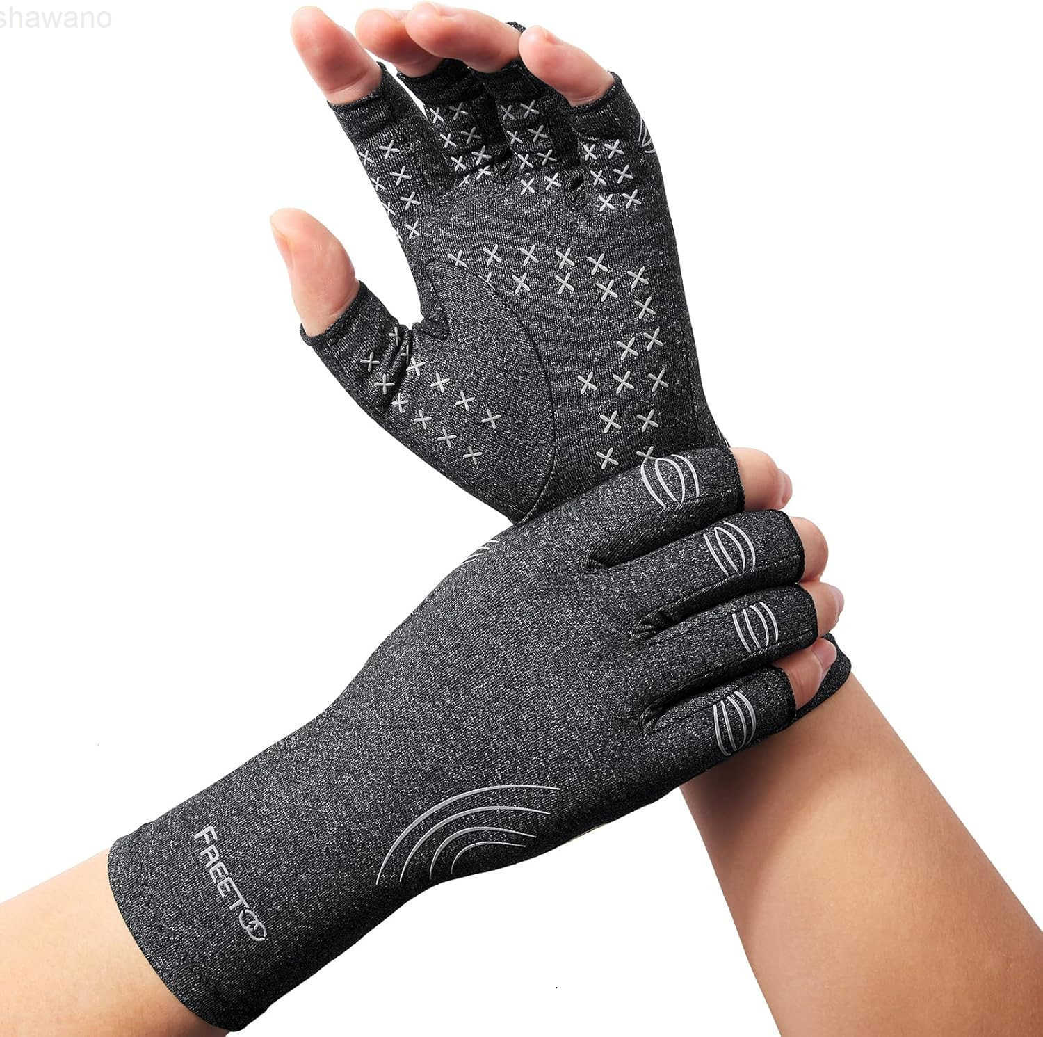 Copper Arthritis Gloves for Carpal Tunnel Pain Relief Strengthen Compression Gloves to Alleviate Hand PainsSwelling Fingerless Computer Typing Gloves 