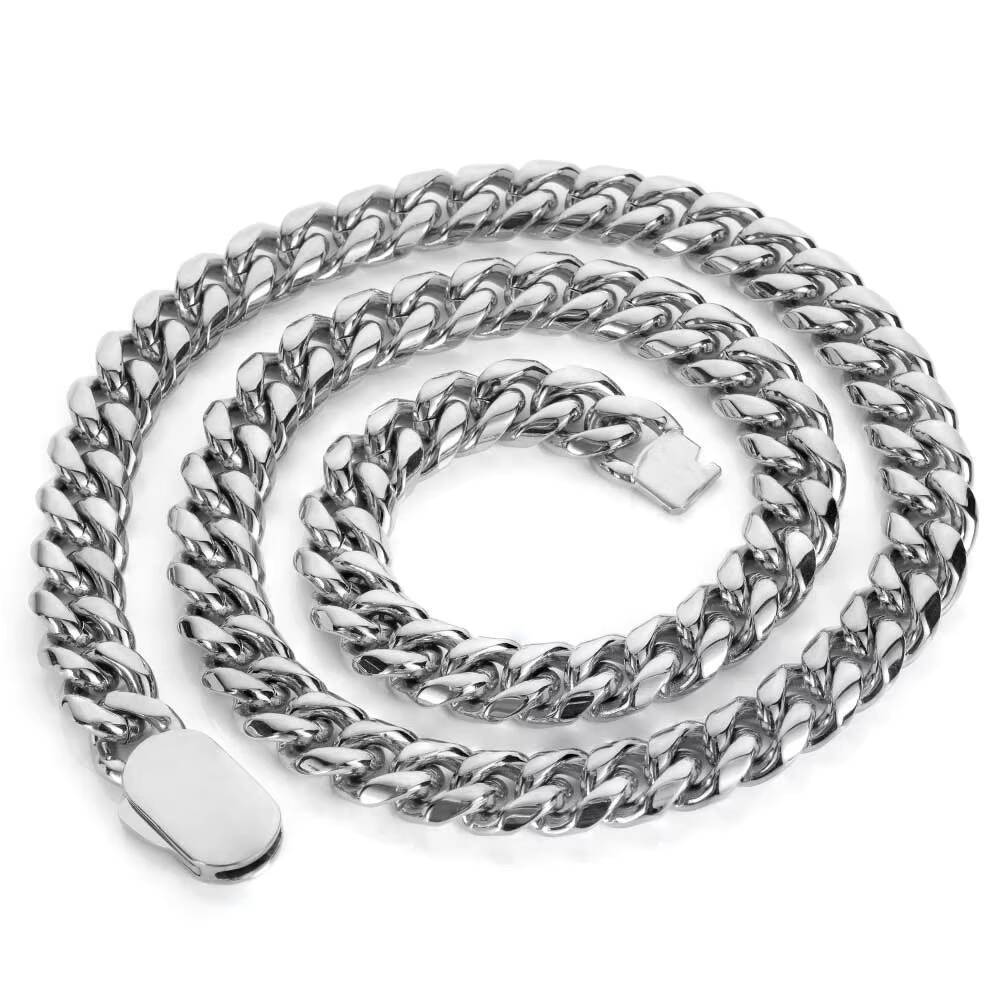 NUOYA Custom 12MM Cuban Link Necklace for Men Stainless Steel 18K Gold Hip Hop Chain Fine Jewelry
