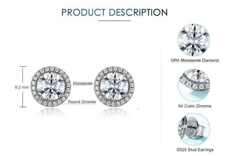 Sterling Sier Moissanite Stud Earrings Minimalist S Shining Dia Jewelry