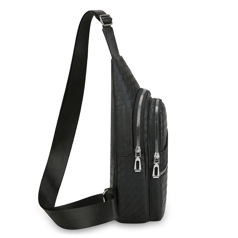 Men S Chest Bag New Woven Luxury Bag Texture PU Leather Free Shipping Chest Bag Men S Outdoor Casual Designer Bag Sports Crossbody Bag