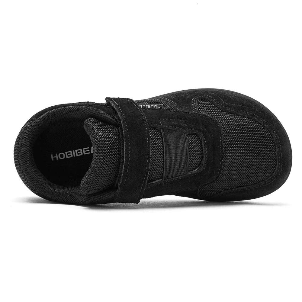 HOBIBEAR Kids Wide Toe Barefoot Little/Big/Kid Hook Loop Minimalist Sneakers Artificial Leather Mesh Lightweight Shoes