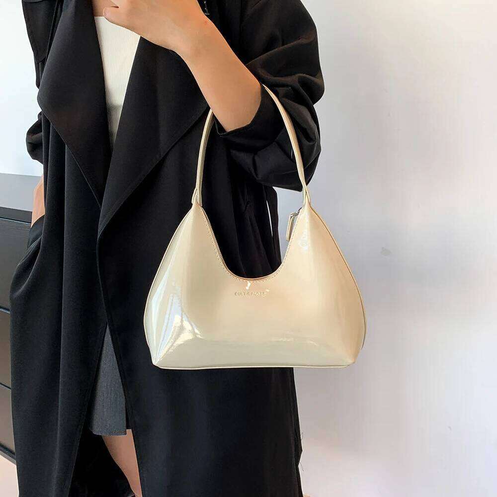 Women's Patent Leather Tote Versatile Fashion Shoulder Satchel Hobo Bag Girl Brand Designer Zipper Small Handbags