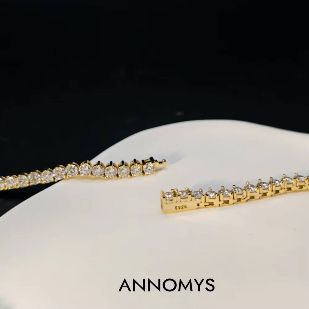 18K Gold Plated Moissanite Tennis Necklace Dazzling Diamond Cut Chain Luxury Gift Jewelry for Women