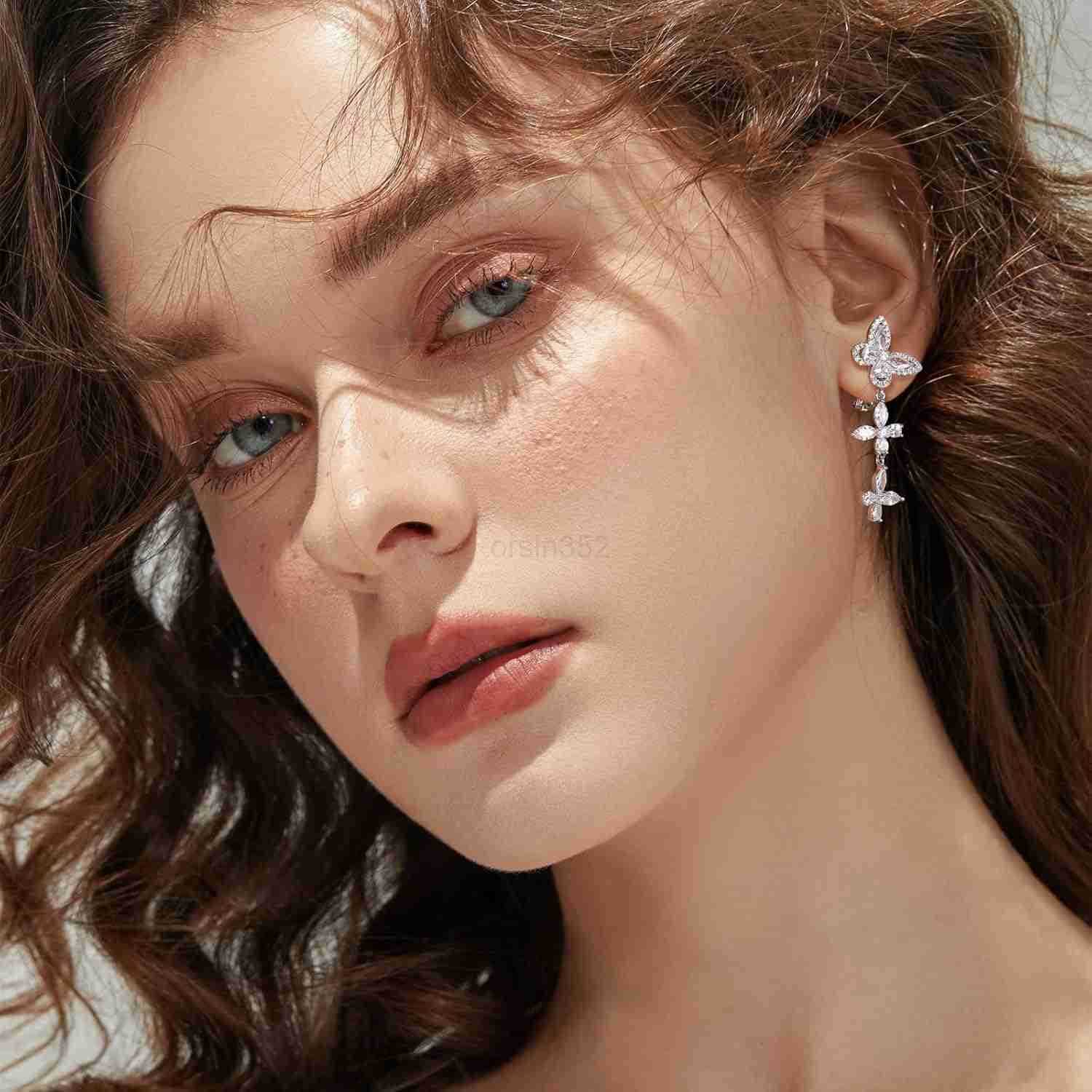 Clip on Earrings for Women 925 Sterling Silver Plated Cubic Zirconia Long Tassel Dangle Drop Earrings Non Pierced Earrings for Women Jewelry Gifts Wed